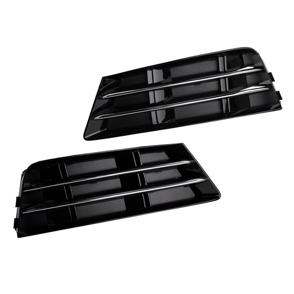 2PCS Front Fog Light Grille Lower Bumper Grill For AUDI A4 B9 2016-2018
