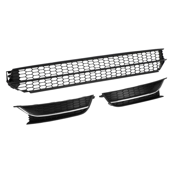 Volkswagen 2012-2015 Passat 5618536779B9 VW1036126 Front Lower Grille + Fog Light Cover W/O Hole Combo Set