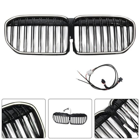 Doppelte Lamellen, glänzend schwarzer Frontgrill, passend für BMW 7er G11 G12 2019–2022
