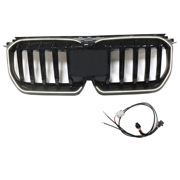 Rejilla de riñón para parachoques delantero, color negro brillante, compatible con BMW X1 U11 U12 2023-2024