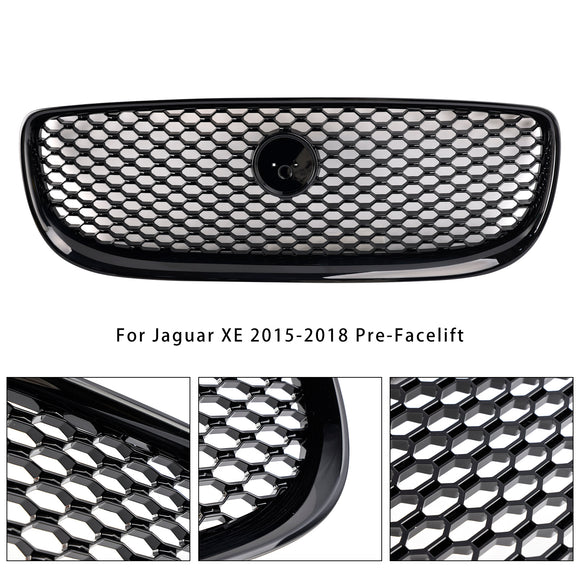 Griglia per paraurti anteriore a nido d'ape nera lucida, adatta per Jaguar XE 2015-2018
