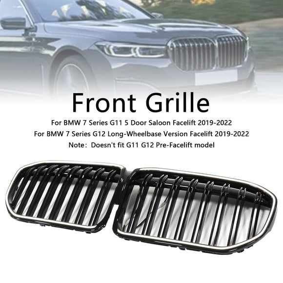 Doppelte Lamellen, glänzend schwarzer Frontgrill, passend für BMW 7er G11 G12 2019–2022