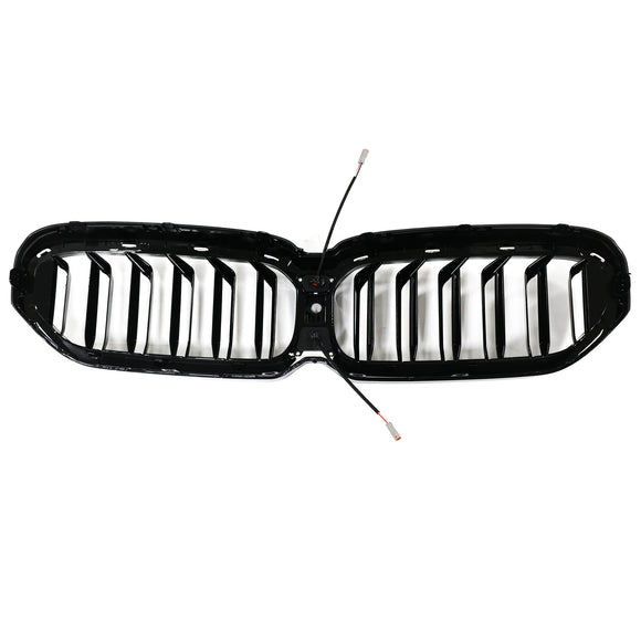 BMW 5 Series G30 G38 2021-2024 Black Front Kindey Grill Air Intake Radiator Double Slat Grille W/ LED Strip Light