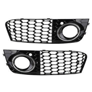 AudiA4 B8  2009-2012 Honeycomb Mesh Fog Light Open Vent Grill Front Bumper Chrome Black Grille