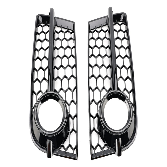 Audi TT MK2 2007-2010 Honeycomb 2PCS Fog Light Cover Grille Front Bumper Lower Black Grill 8J0807682 8J0807681