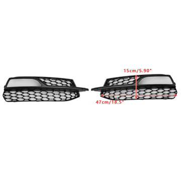 Audi A3 S-Line 8V 2013-2016 Honeycomb Fog Light Grill Front Bumper Lower Cover Black Grille 8V3807681G 8V3807682G - 0