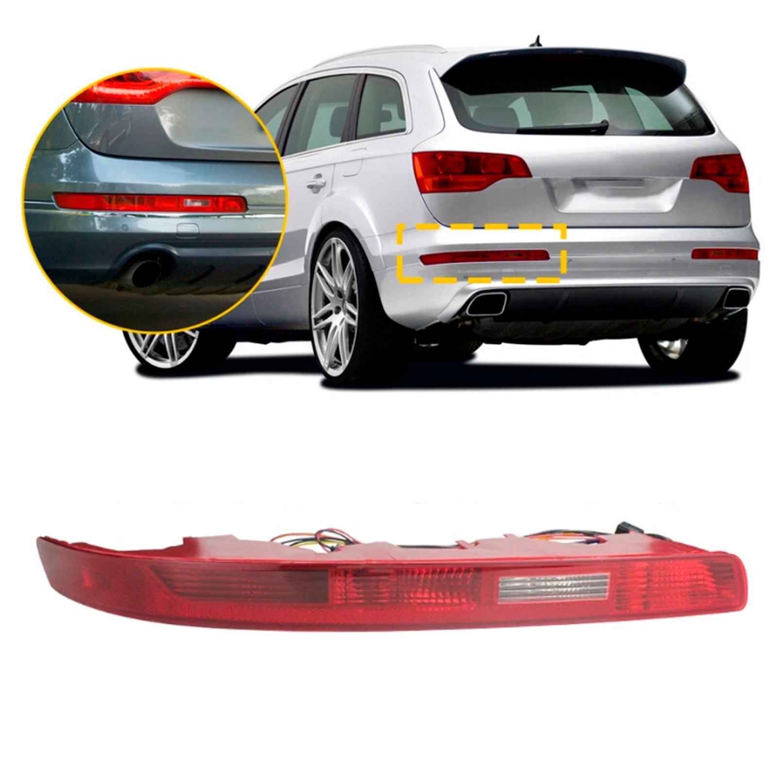 Left Rear Bumper Reflector Tail Light Lamp Red Lens For Audi Q7