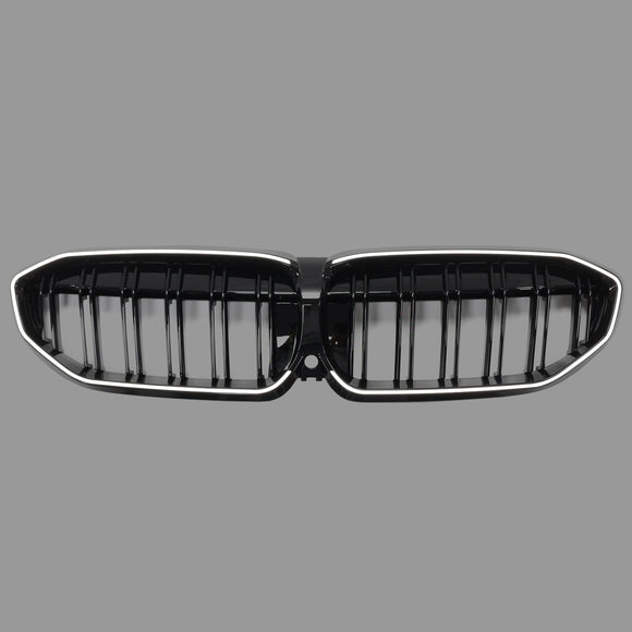 Schwarzer Nierengrill mit doppelten Lamellen 51138072085, passend für BMW 3er G20 2019–2022