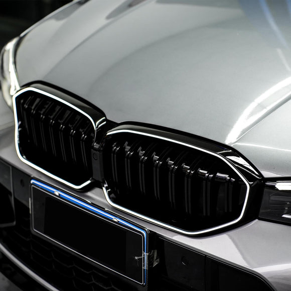 BMW 2023-2024 Serie 3 G20 G21 320i/330i/M340i/318i/320d Rejilla frontal tipo riñón de malla negra brillante