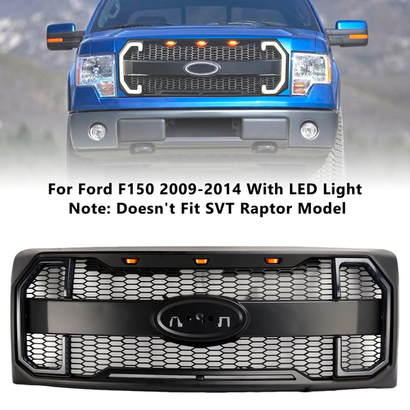 Ford F150 2009-2014 W/LED Parrilla negra mate Parachoques delantero Parrilla