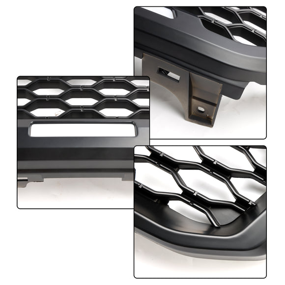 Ford Ranger 2019-2023 Parrilla de parachoques delantero Raptor/panal/malla estilo parrilla negra con 3 luces LED blancas