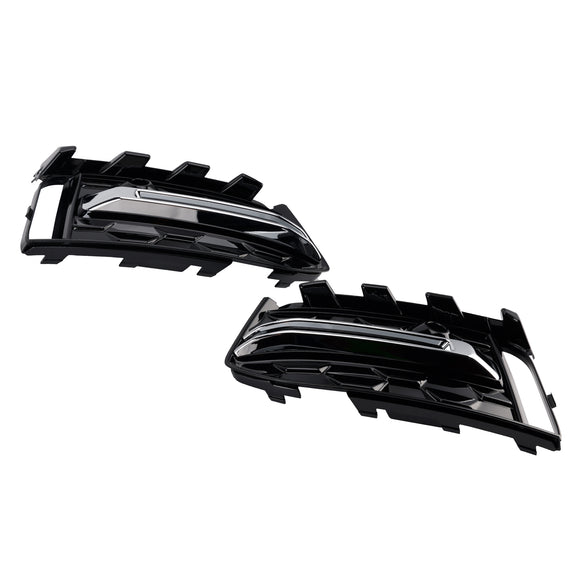 Audi A6 C8 2023-2025 Parrilla de cubierta cromada negra 2 piezas Parachoques delantero Luz antiniebla Rejilla embellecedora
