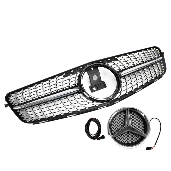 2008–2014 Mercedes Benz C-Klasse W204 C200 C230 C250 C300 C350 Diamant Schwarz Chrom Frontgrill Grill