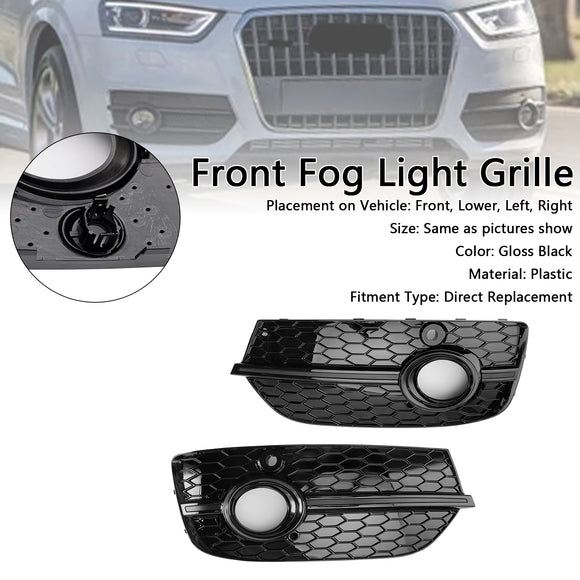 Cubiertas de luz antiniebla delantera estilo panal RSQ3 para Audi Q3 2013-2015 negro brillante