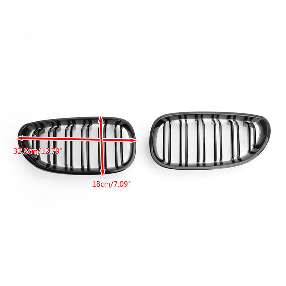 BMW 2004-2009 Serie 5 E60 E61 525i/530i/550i/525d Parrilla delantera deportiva tipo riñón Parrilla negra brillante