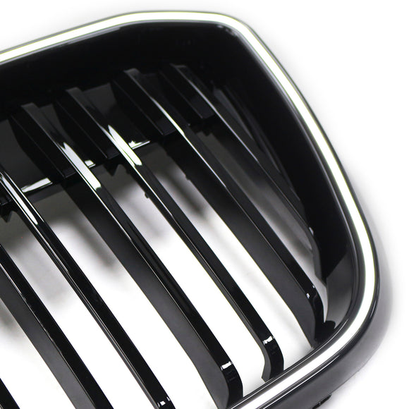 Doppelter Lamellen-Front-Nierengrill, schwarz, passend für BMW IX3 G08 LCI 2022–2024