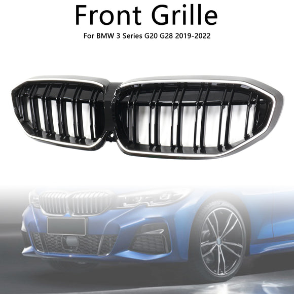 Schwarzer Nierengrill mit doppelten Lamellen 51138072085, passend für BMW 3er G20 2019–2022