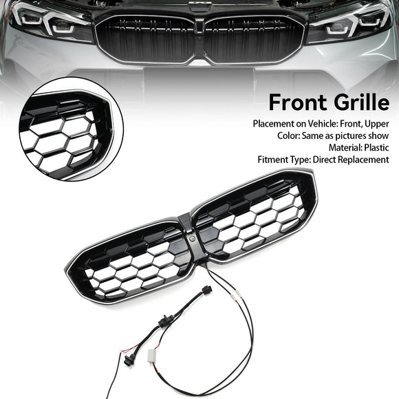 BMW 2023–2024 3er G20 G21 320i/330i/M340i/318i/320d Diamond Front-Nierengrill, glänzend schwarzer Grill