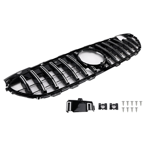 Parrilla de parachoques delantera estilo GT-R cromada compatible con Mercedes Benz W206 Clase C Amg Line 2022-2023