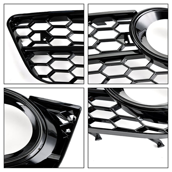 2007-2012 Audi A5 B8 Honeycomb Fog Light Grille Front Bumper Lower Cover Black Grill 1522024