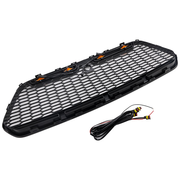 Ford Transit MK8 2015 2016 2017 2018 2019 Parrilla estilo panal negro mate parachoques delantero rejilla de radiador de entrada de aire con luz LED