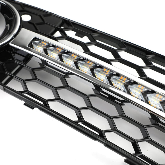 Audi 2009-2012 A4 B8 Flowing LED Honeycomb Mesh Grille Fog Light Turn Signal DRL