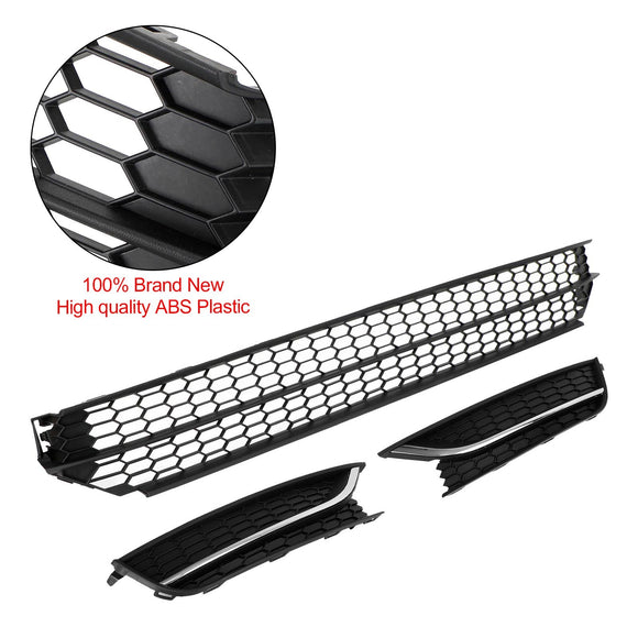Volkswagen 2012-2015 Passat 5618536779B9 VW1036126 Front Lower Grille + Fog Light Cover W/O Hole Combo Set