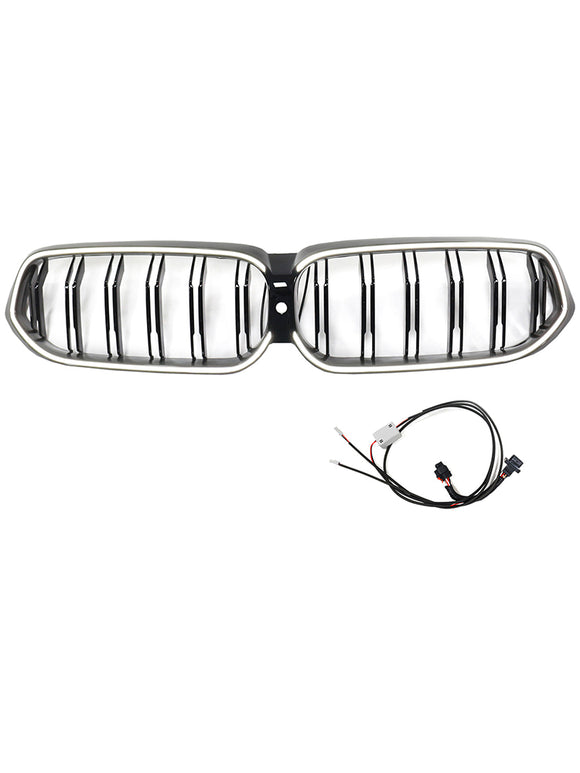 Doppelter Lamellen-Front-Nierengrill, schwarz, passend für BMW 6er G32 2020–2025