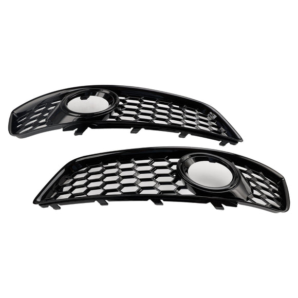 2009-2013 Audi A3 8P Honeycomb Lowe Grill Front Bumper Fog Light Grille Black Cover 8P0807682D 8P0807681D