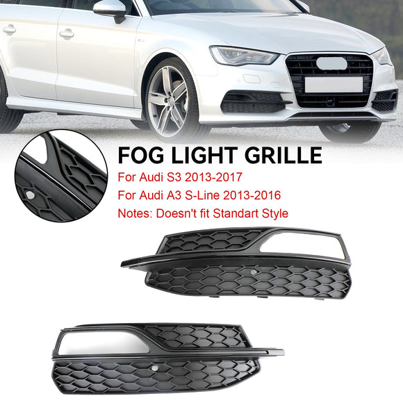 2013-2016 Audi A3 S-Line / S3 Lower Bumper Fog Light Cover Grille Replacement Honeycomb Grill 8V3807681G 8V3807682G