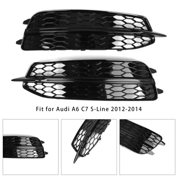 Audi A6 C7 S-Line/S6 2012–2015 Frontstoßstange, unterer Kühlergrill, Nebelscheinwerferabdeckung, schwarzer Kühlergrill, 4G0807681D, 4G0807682D