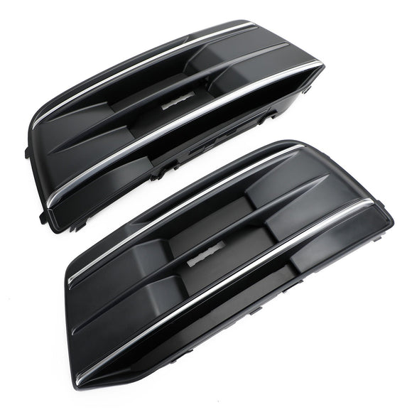 Audi Q5 Standard Version 2018-2021 2PCS Black/Chrome Front Bumper Cover Grille Bezel Insert Generic