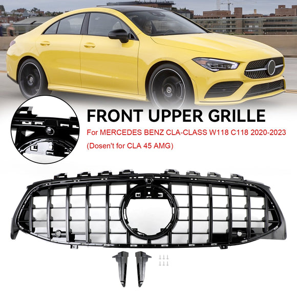 2019-2023 Mercedes Benz CLA-Klasse W118 C118 CLA180/200/220/250 Frontstoßstangengrill, schwarz glänzend, Grill im GTR-Stil