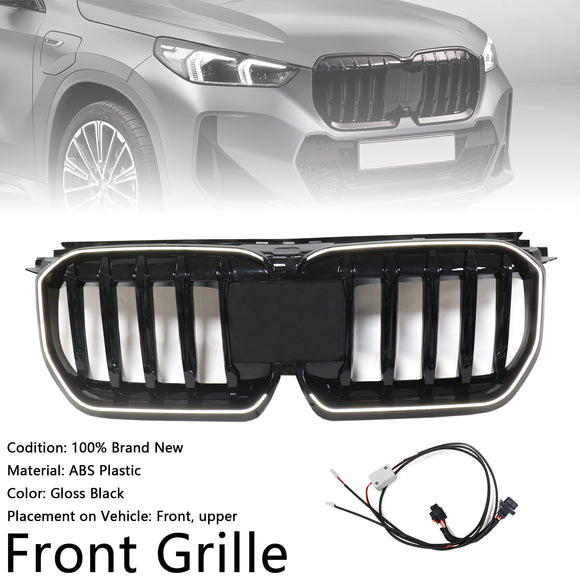 Rejilla de riñón para parachoques delantero, color negro brillante, compatible con BMW X1 U11 U12 2023-2024