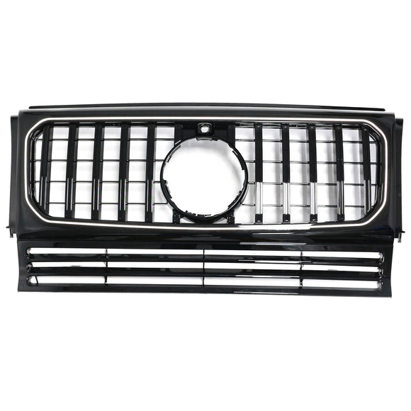 Mercedes Benz Clase G 1990-2018 W463 Parrilla delantera negra brillante, parachoques delantero de repuesto, rejilla negra del radiador con luz LED