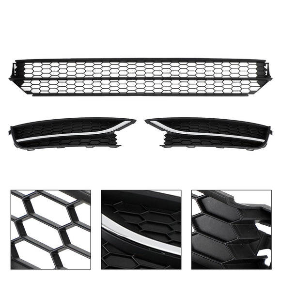 Volkswagen 2012-2015 Passat 5618536779B9 VW1036126 Front Lower Grille + Fog Light Cover W/O Hole Combo Set