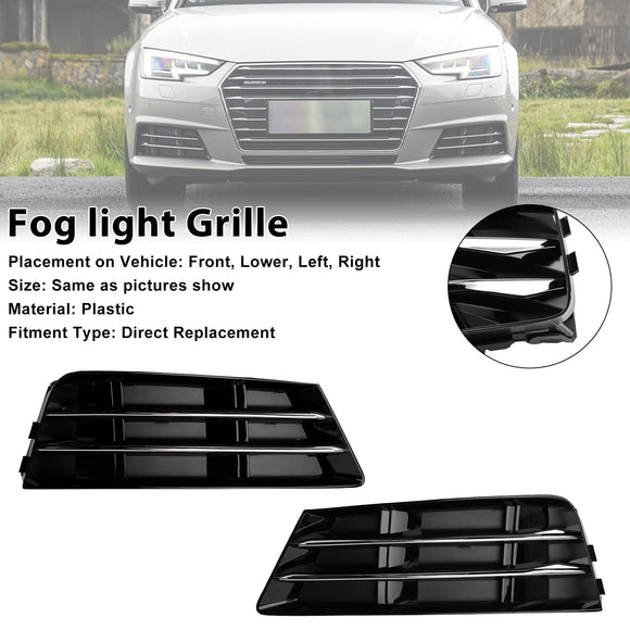 2PCS Front Fog Light Grille Lower Bumper Grill For AUDI A4 B9 2016-2018
