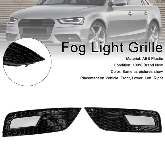 Audi A4 B8.5 2013–2016 Standard-Frontstoßstange, glänzend schwarz, Nebelscheinwerfer-Gitter, Ersatz-Abdeckungsgrill