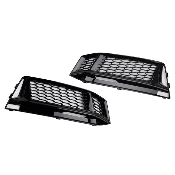 Audi A4 Sline/S4 B9 2016-2018 2 STÜCKE Wabengitter Unterer Kühlergrill Frontstoßstange Nebelscheinwerferabdeckung Schwarzer Grill 8W0 807 681 F 8W0 807 682 F