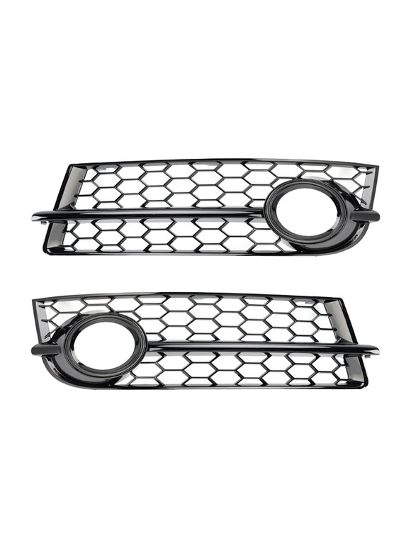 Audi TT MK2 2007-2010 Honeycomb 2PCS Fog Light Cover Grille Front Bumper Lower Black Grill 8J0807682 8J0807681