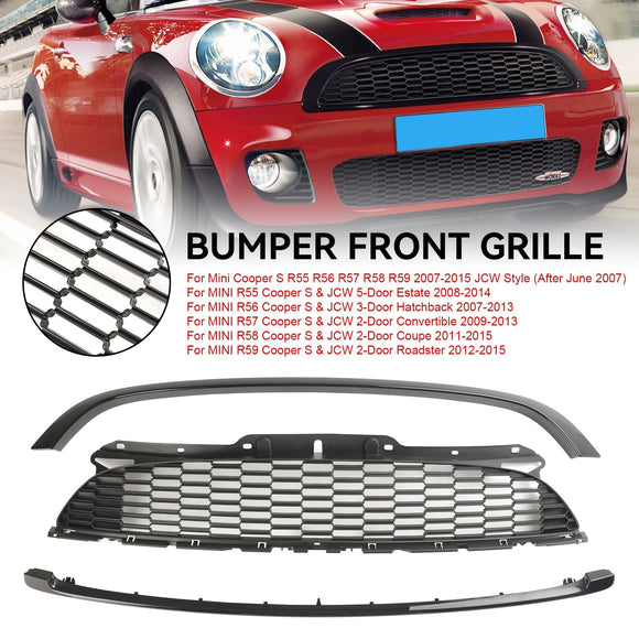 Mini R56 Cooper S del 2007-2013 & Griglia anteriore nera lucida JCW 3 porte Hatchback 3 pezzi