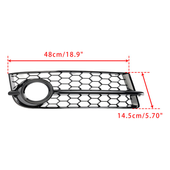 Audi TT MK2 2007-2010 Honeycomb 2PCS Fog Light Cover Grille Front Bumper Lower Black Grill 8J0807682 8J0807681