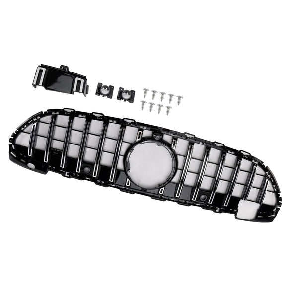 Parrilla de parachoques delantera estilo GT-R cromada compatible con Mercedes Benz W206 Clase C Amg Line 2022-2023