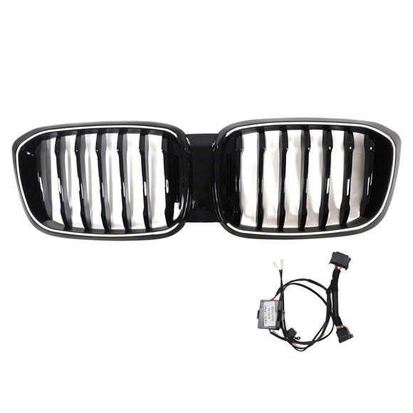 Rejilla de malla frontal negra brillante para BMW X4 G02 X3 G01 G08 2018-2021