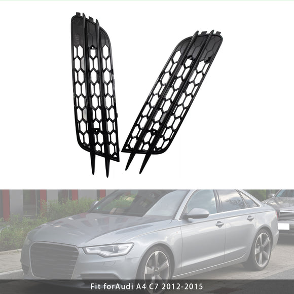 Front Bumper Honeycomb Fog Grille Cover For Audi A4 C7 2012-2015 Honeycomb Black Grill