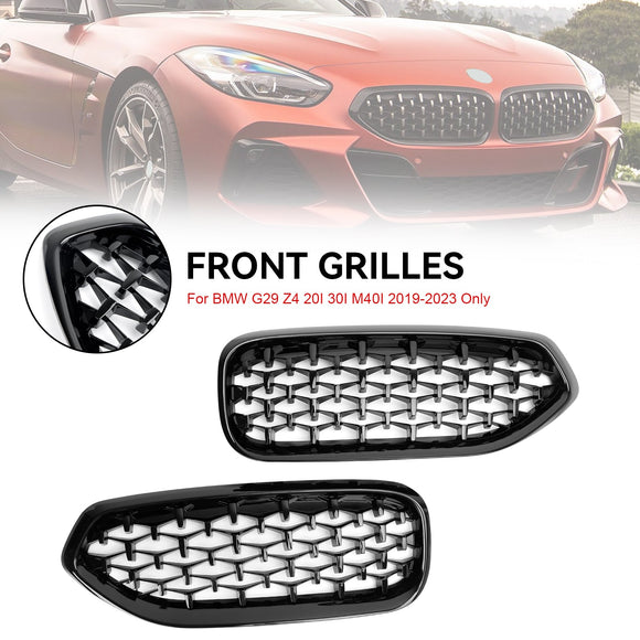 2019-2024 BMW Z4 G29 20I 30I M40I Parrilla frontal tipo riñón Parrilla de diamante negra brillante