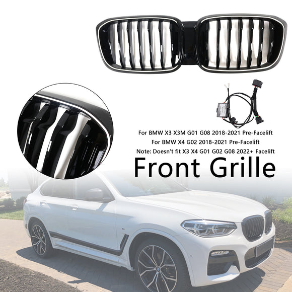 Rejilla de malla frontal negra brillante para BMW X4 G02 X3 G01 G08 2018-2021