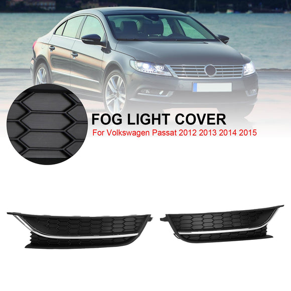 Volkswagen 2012-2015 Passat 2PCS Front Driving Fog Light Cover Black/Chrome