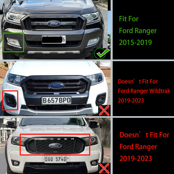 2015-2019 Ford Ranger Air Intake Radiator Grill Raport Black Grille With White LED Light
