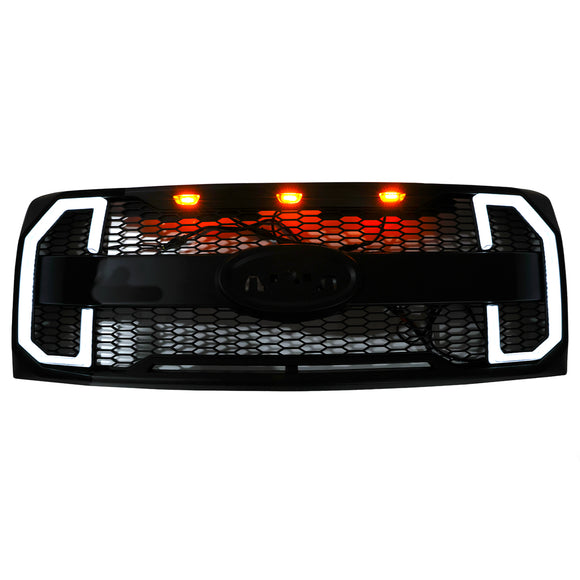 Ford F150 2009-2014 W/LED Parrilla negra mate Parachoques delantero Parrilla